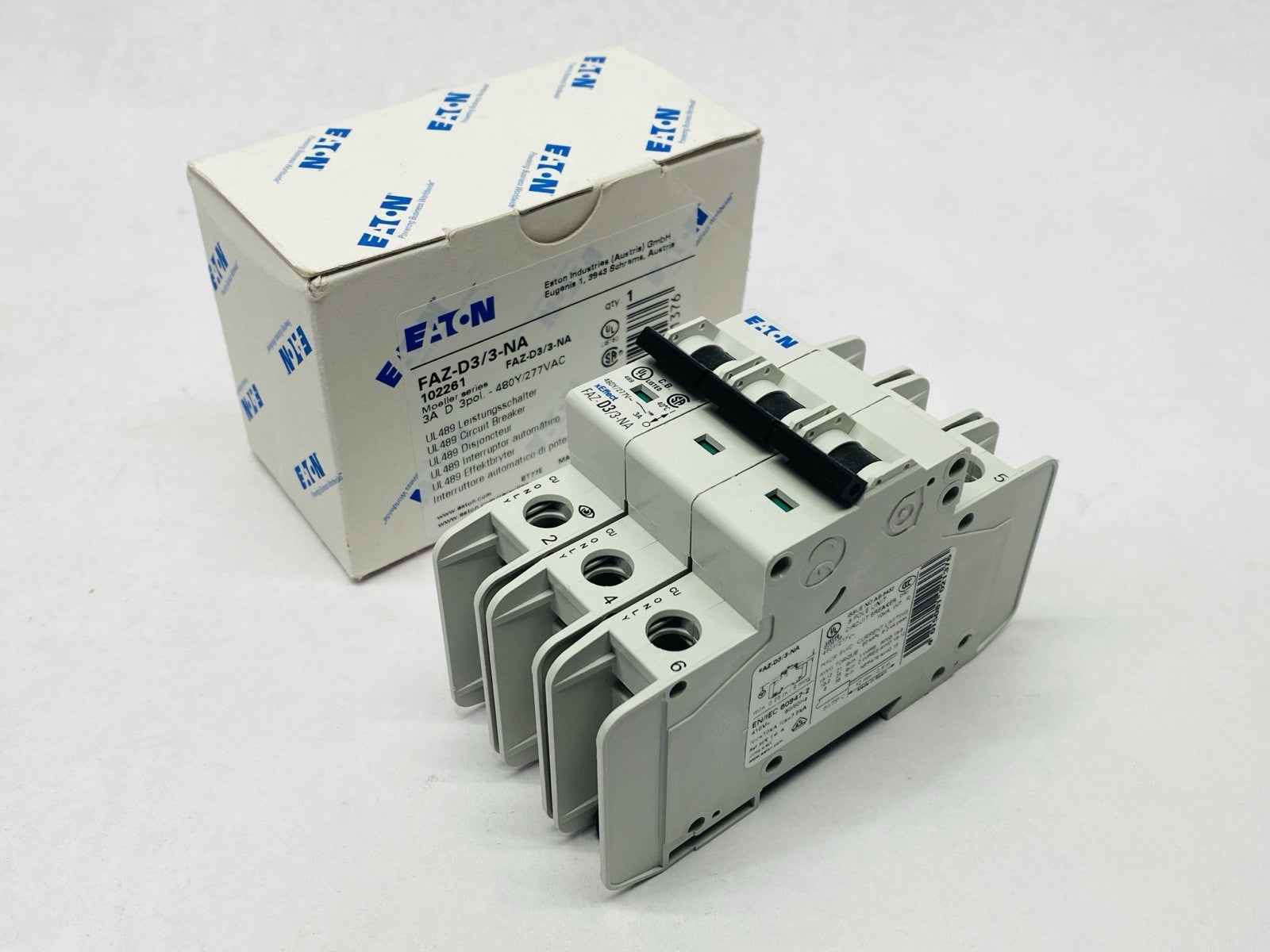 Eaton FAZ-D3/3-NA Circuit Breaker 3A 480Y/277VAC 3-Pole 102261 - Maverick Industrial Sales