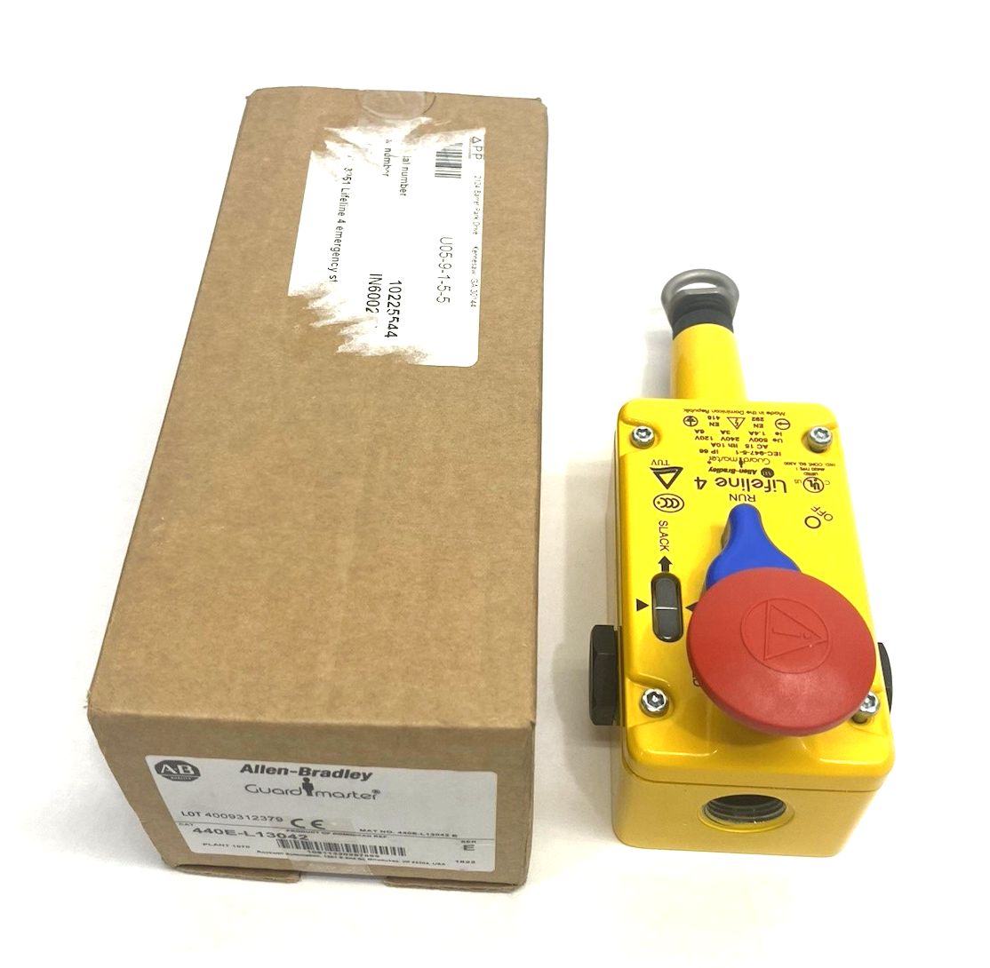 Allen Bradley 440E-L13042 Ser E Guardmaster Lifeline 4 Cable Pull Switch NO TOOL - Maverick Industrial Sales