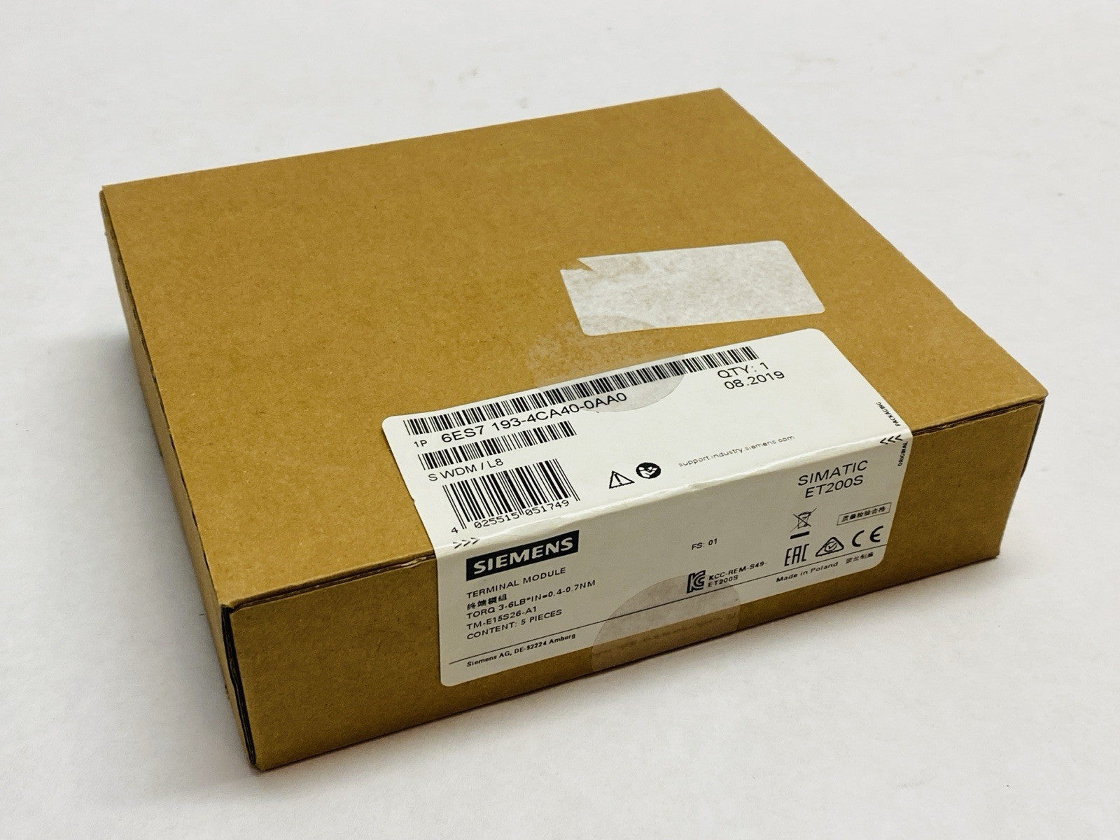 Siemens 6ES7 193-4CA40-0AA0 SIMATIC ET200S Terminal Modules BOX OF 5 - Maverick Industrial Sales