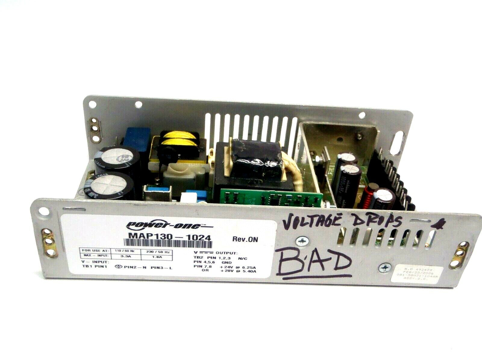 Power-One MAP130-1024 24VDC Power Supply 110/60Hz 230/50Hz - Maverick Industrial Sales