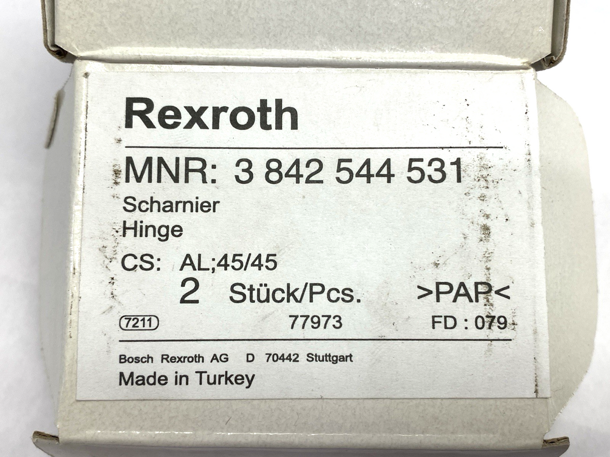 3842544531 | Rexroth Hinge AL 45/45 PKG OF 2 - New Other - Maverick Industrial Sales