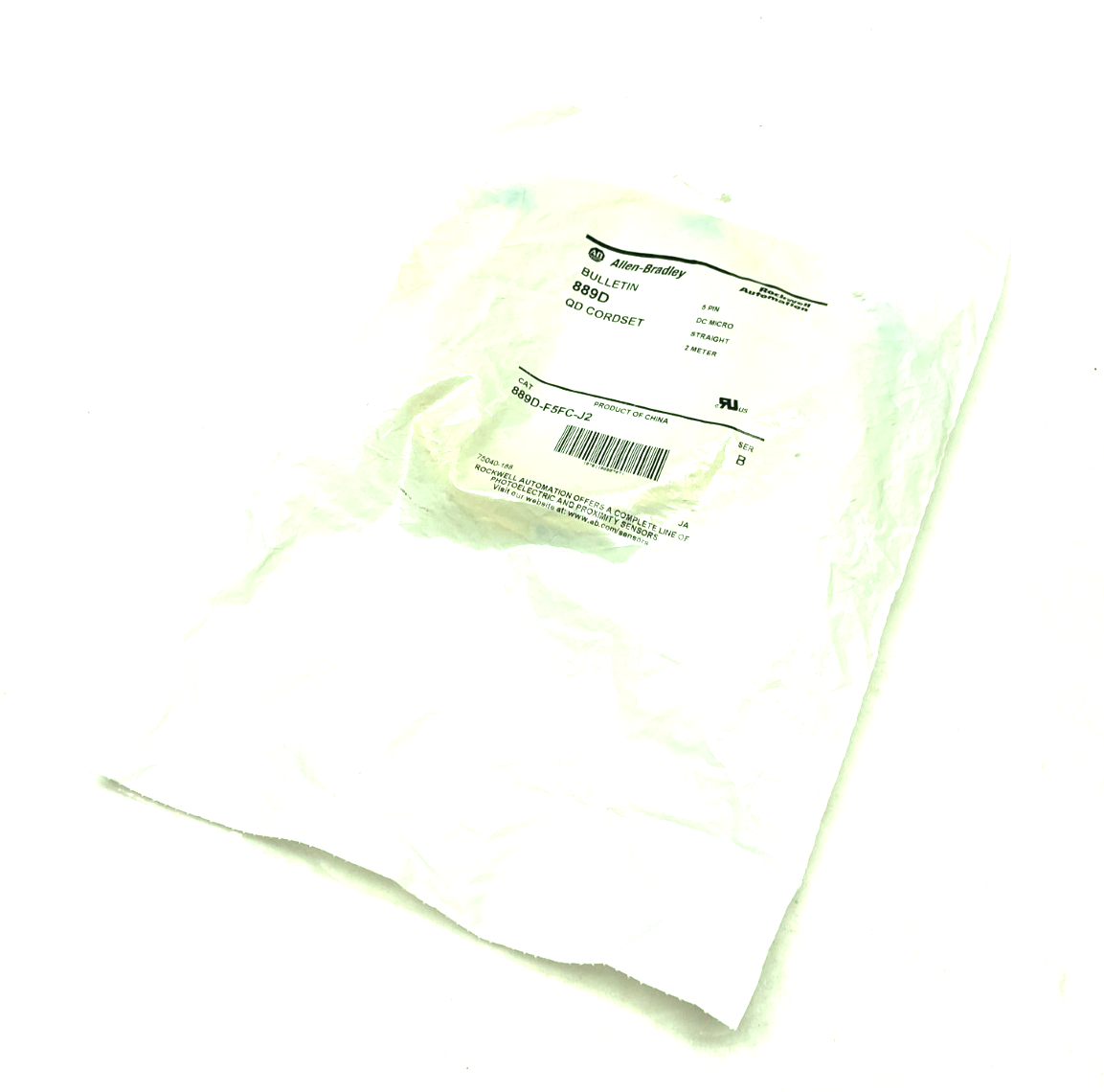 889D-F5FC-J2 | Allen Bradley Ser. B Straight DC Micro QD Cordset 5-Pin Female - New Other - Maverick Industrial Sales