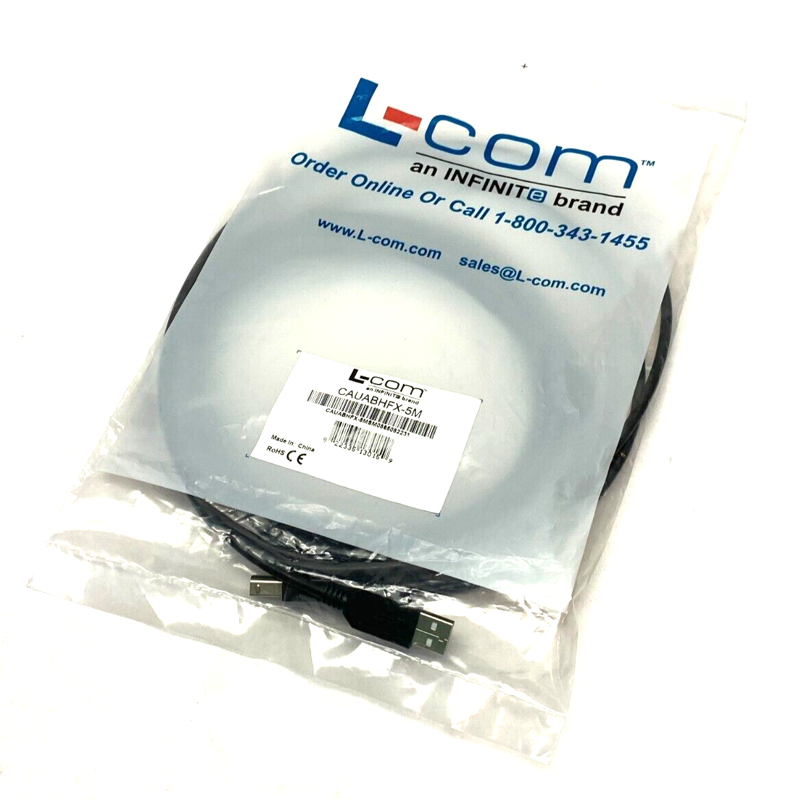 L-Com CAUABHFX-5M High Flex USB Cable Assembly Type A - B - New - Maverick Industrial Sales