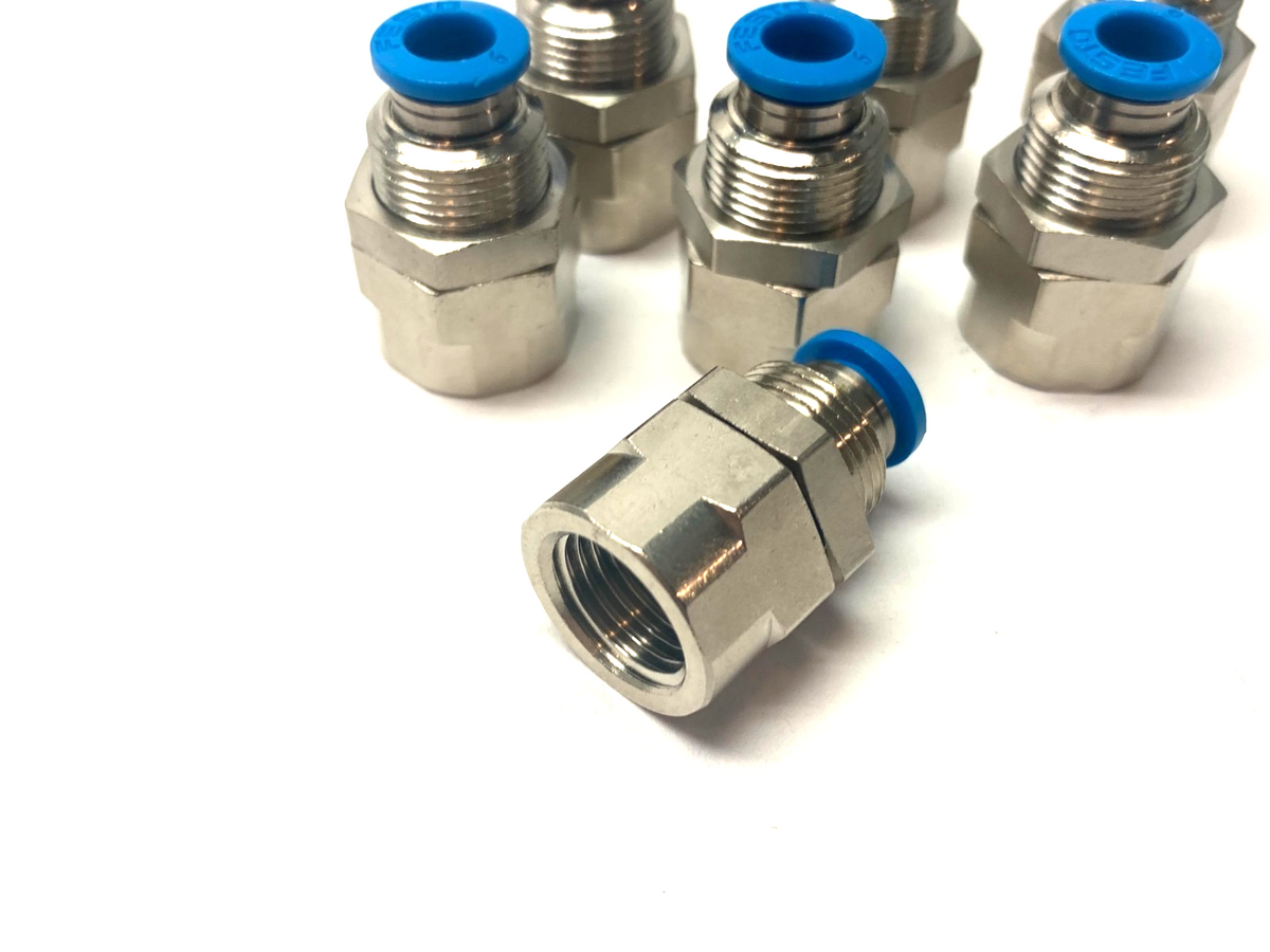 QSSF-1/4-6-B, 153164 | Festo QSSF-1/4-6-B Bulkhead Push-In Fitting G1/4" x 6mm Tube 153164 LOT OF 7 - New Other - Maverick Industrial Sales