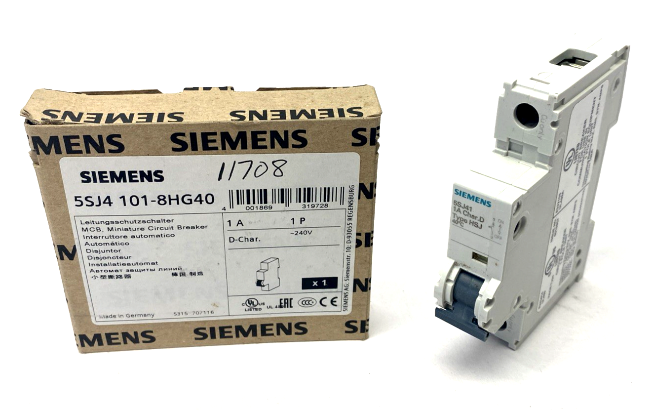 Siemens 5SJ4101-8HG40 Miniature Circuit Breaker 240V 14kA 1P 1A - Maverick Industrial Sales