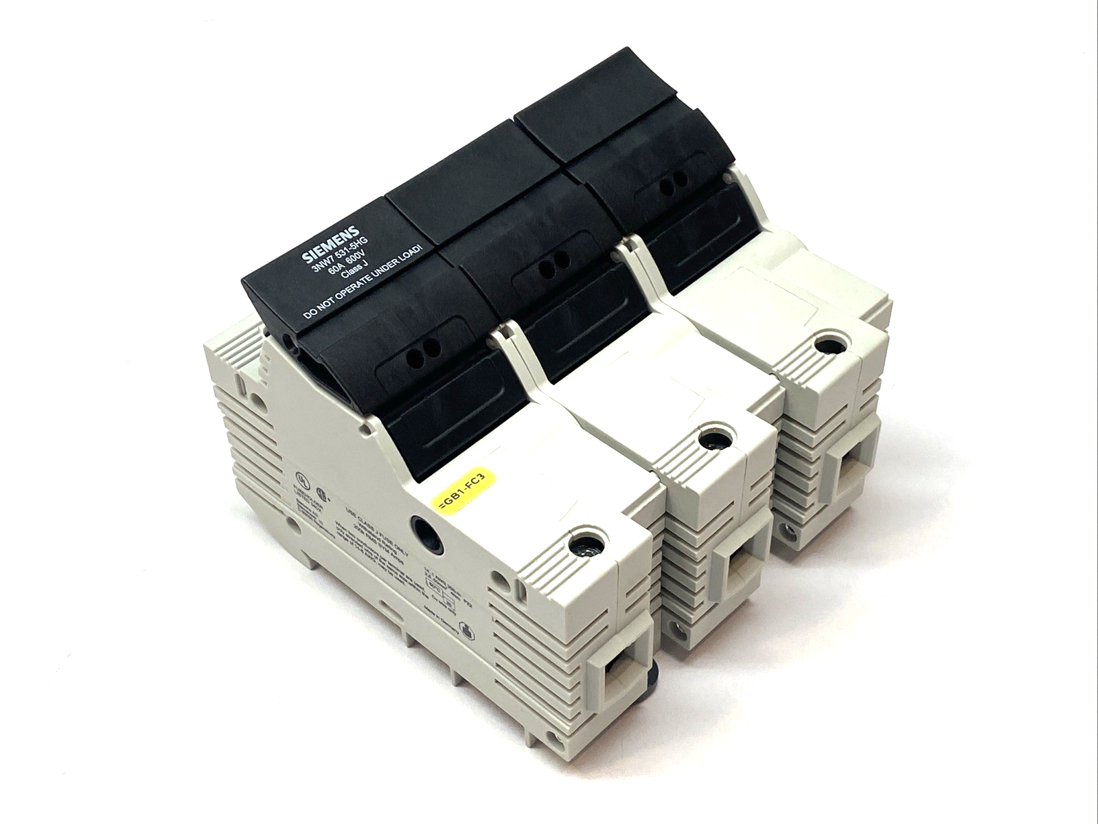 Siemens 3NW7 531-5HG Fuse Holder Class J 60A 600V w/ 3x Bussman LPJ-40SP Fuses - Maverick Industrial Sales