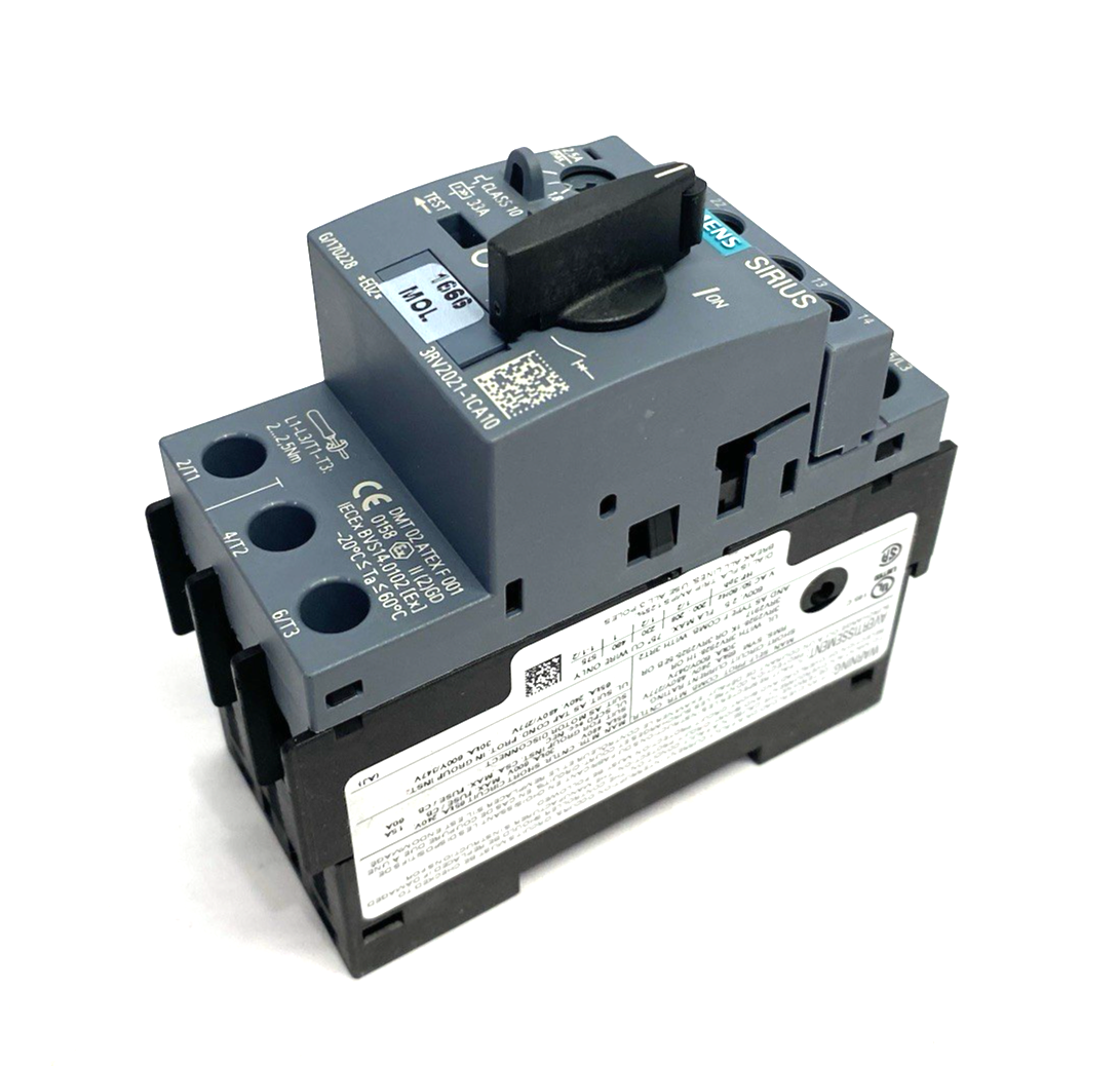 Siemens 3RV2021-1CA10 SIRIUS Motor Protection Circuit Breaker Size S00 - Maverick Industrial Sales