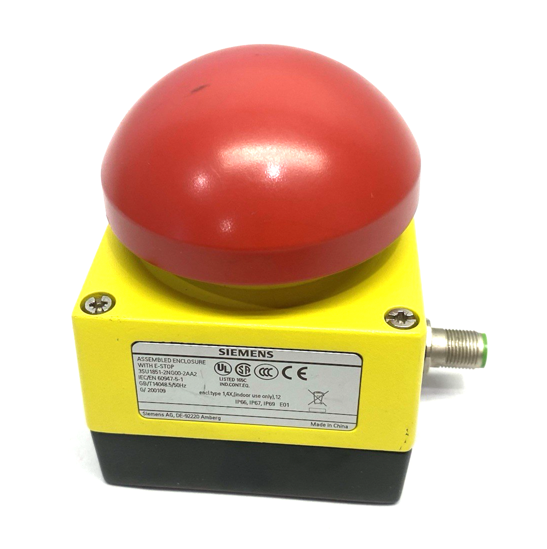 Siemens 3SU1851-2GN00-2AA2 Command Device Enclosure, Large Red E-Stop, Circular - Maverick Industrial Sales