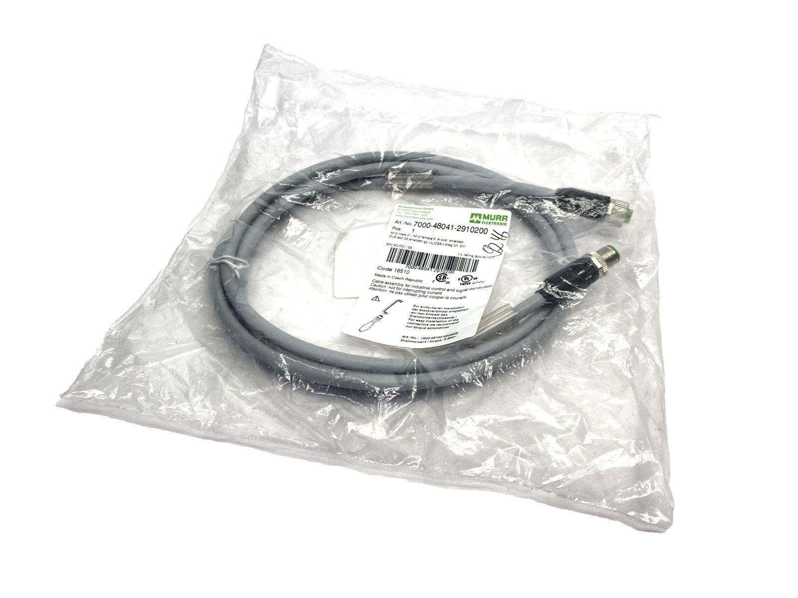 Murr Elektronik 7000-48041-2910200 Cordset M12 Male 8-Pin To M12 Female 8-Pin 2m - Maverick Industrial Sales