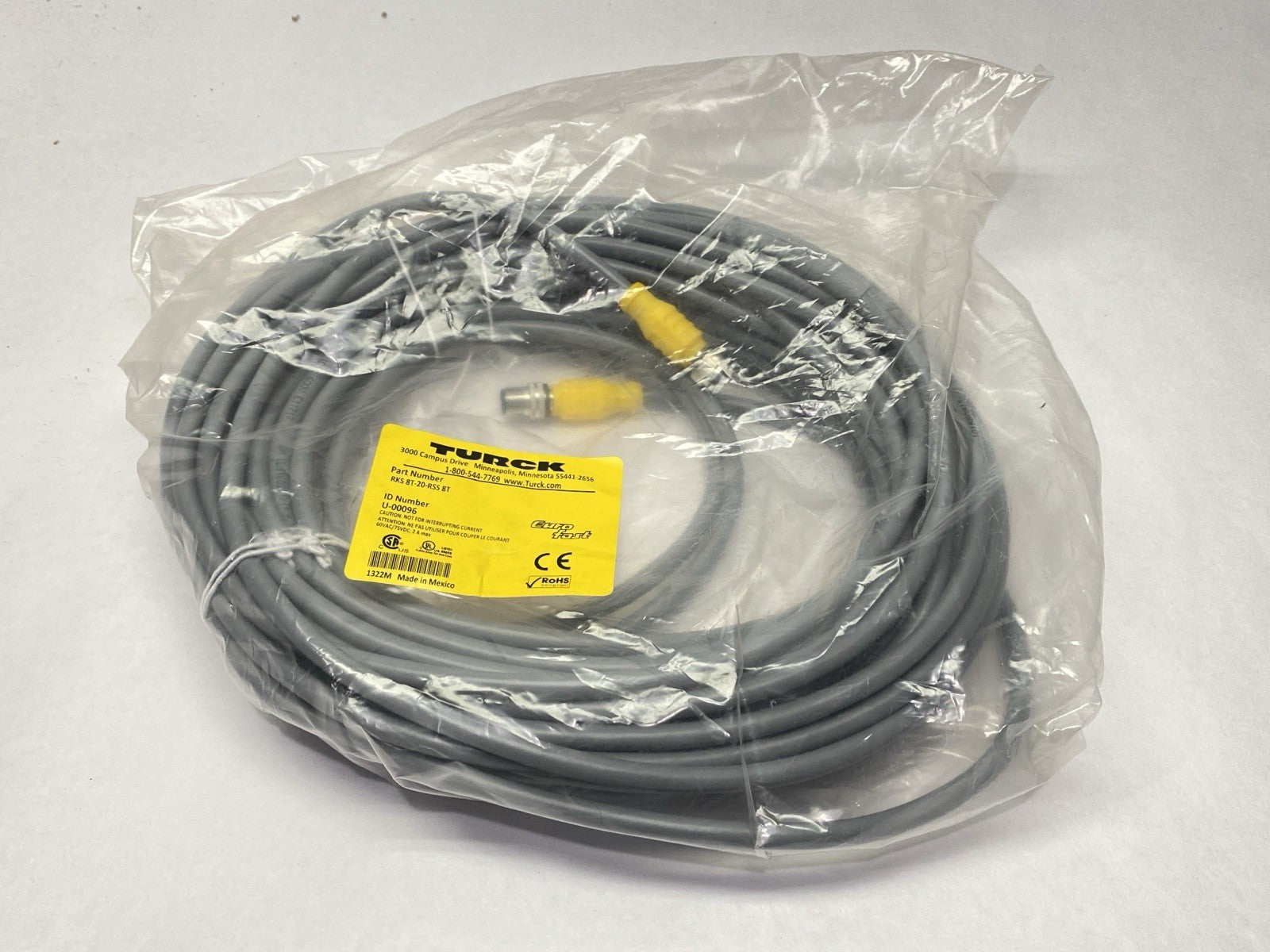 RKS 8T-20-RSS 8T | Turck Actuator / Sensor Cordset M/F M128-Pin 20m U-00096 - New - Maverick Industrial Sales