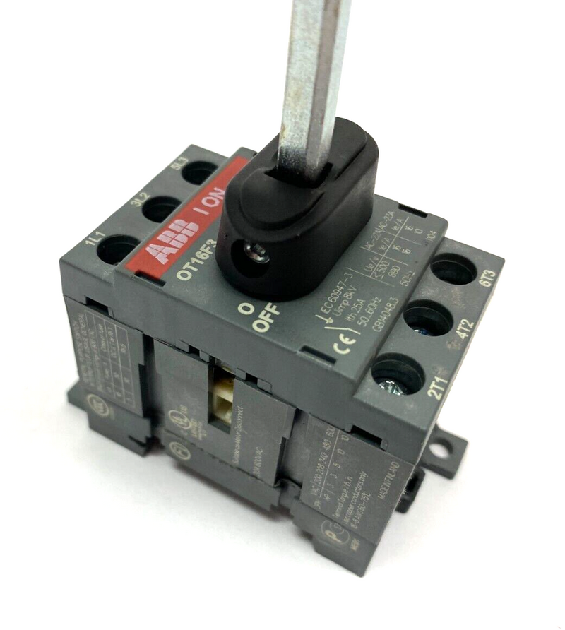 ABB OT16F3 Disconnect Switch 3-Pole w/ 6" Rod and On/Off Switch Handle - Maverick Industrial Sales