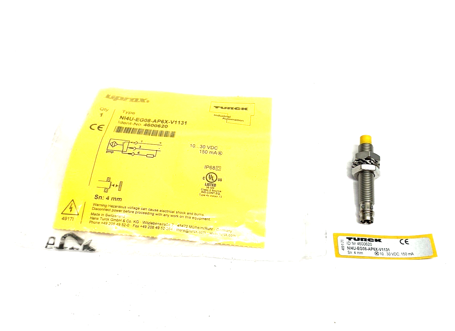 Turck NI4U-EG08-AP6X-V1131 uprox Inductive Sensor NO contact PNP output 4600620 - Maverick Industrial Sales