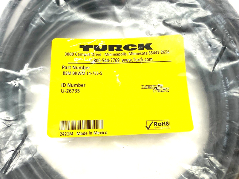 Turck BSM BKWM 14-755-5 Versafast Actuator Sensor Cordset M/F M16 14-Pin U-26735 - Maverick Industrial Sales