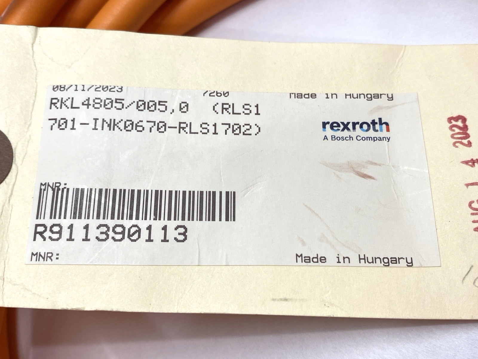 Rexroth R11390113 Double-Ended Encoder Cable 5m RKL4805/005,0 - New – Open box - Maverick Industrial Sales