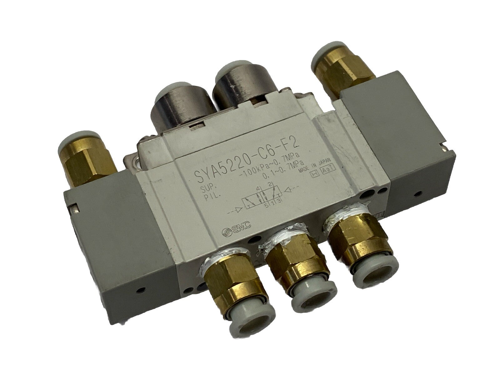 SMC SYA5220-C6-F2 Air Pilot Valve Body Ported 5-Port - For parts or not working - Maverick Industrial Sales