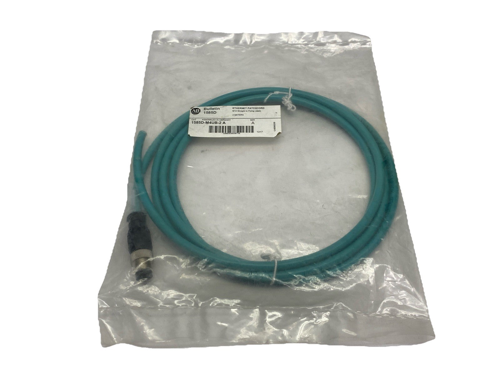 1585D-M4UB-2A | Allen Bradley Ser A Ethernet Patchcord Male M124-Pin 2m - New - Maverick Industrial Sales