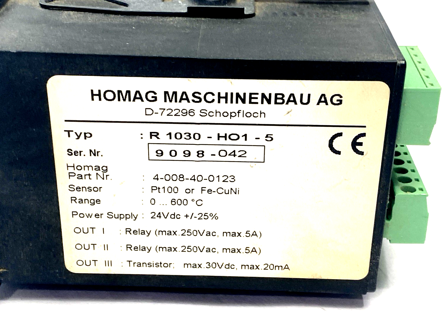 Homag 4-008-40-0123 Process Temperature Control Unit R 1030-HO1-5 - Used - Maverick Industrial Sales