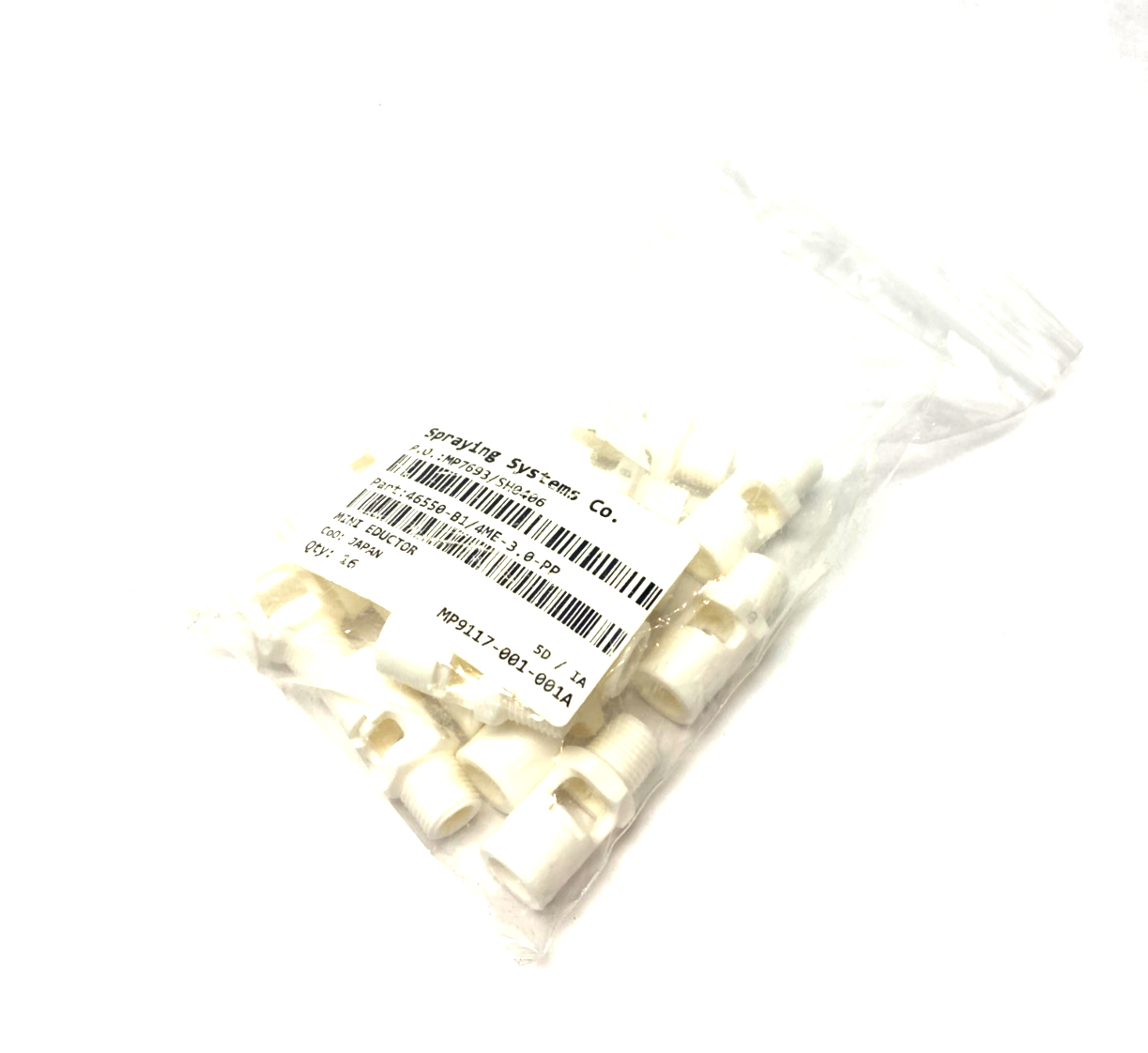Spraying Systems 46550-B1/4ME-3.0-PP Mini Tank Mixing Eductor Poly, PKG OF 16 - Maverick Industrial Sales