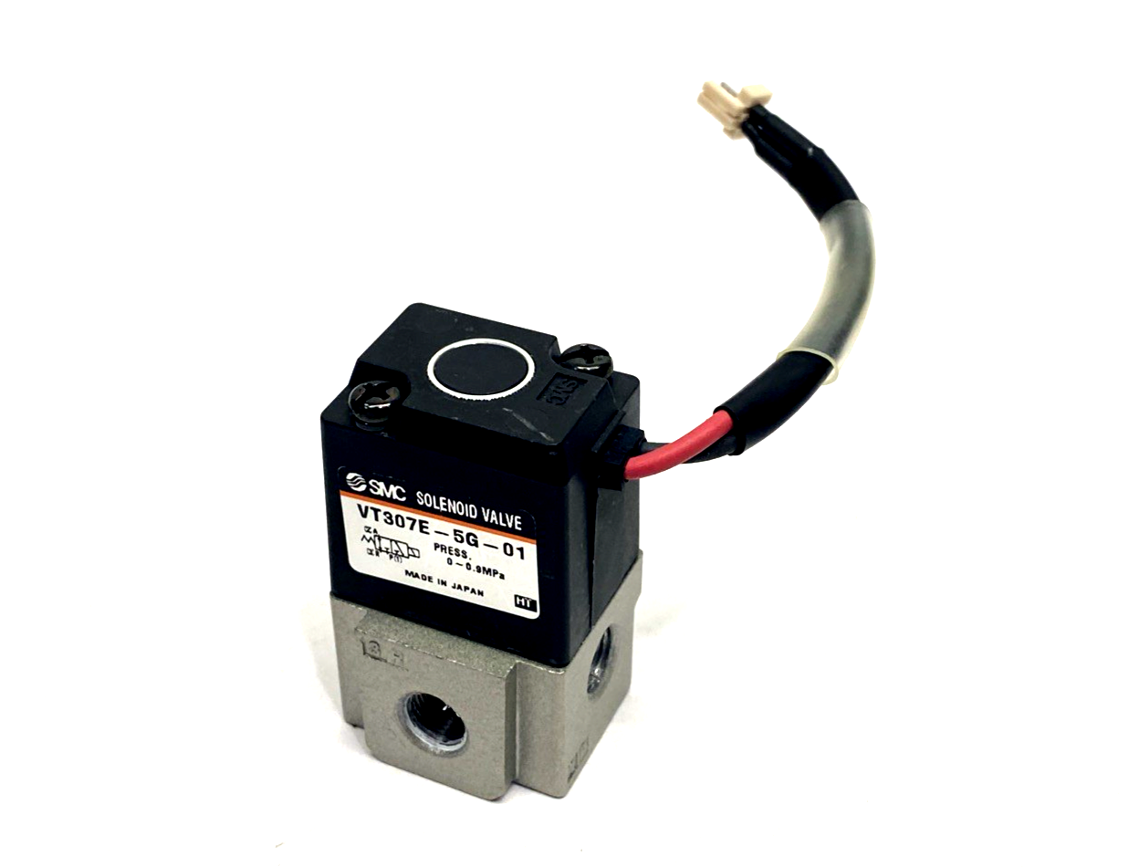 VT307E-5G-01 | SMC Pneumatic Solenoid Valve, Base Mount, 1/8" 24VDC - Used - Maverick Industrial Sales