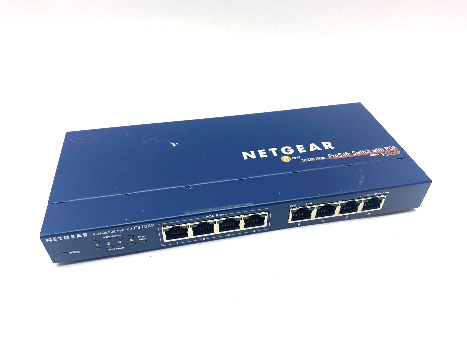 NetGear FS108P 8-Port ProSafe Switch with 4-Port P0E 10/100 Mbps 48VDC - Used - Maverick Industrial Sales