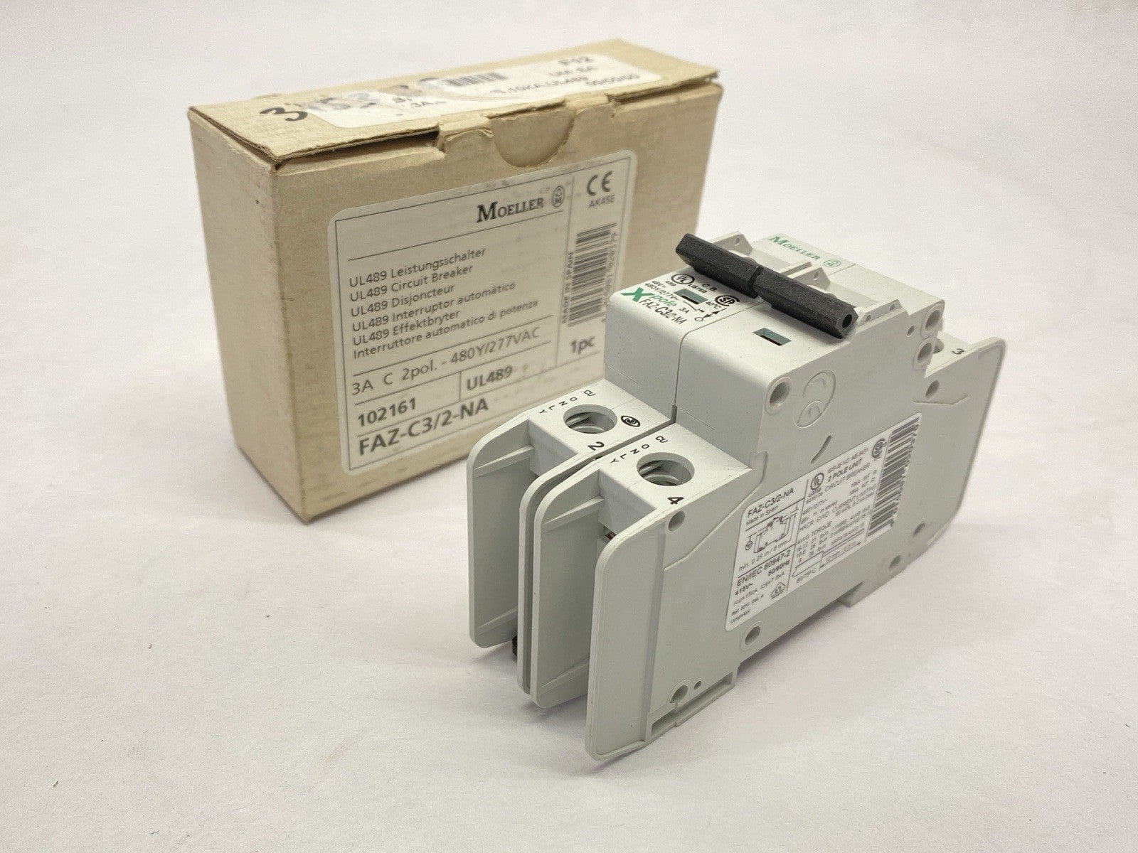 Moeller FAZ-C3/2-NA Circuit Breaker 2-Pole 3A 480Y/277VAC 102161 - Maverick Industrial Sales