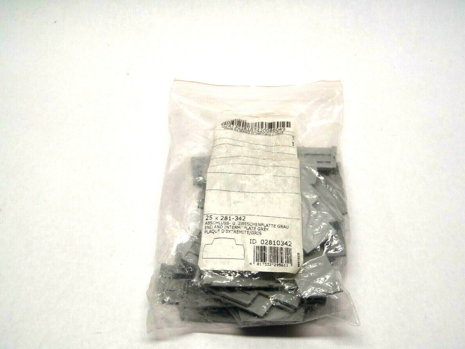 Wago 281-342 Gray Terminal Block End Caps LOT OF 25 - New – Open box - Maverick Industrial Sales