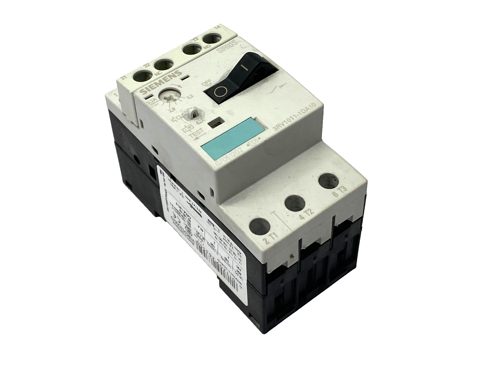 Siemens 3RV1011-1DA10 Circuit Breaker 2.2-3.2A w/ 3RV1901-1E Auxiliary Switch - Maverick Industrial Sales