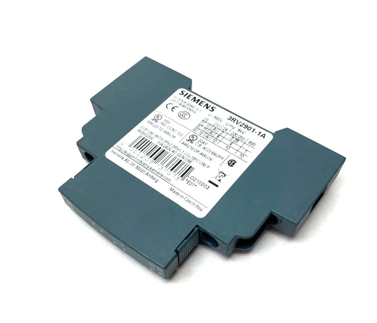 Siemens 3RV2901-1A Lateral Auxiliary Switch 1NO + 1NC - Maverick Industrial Sales