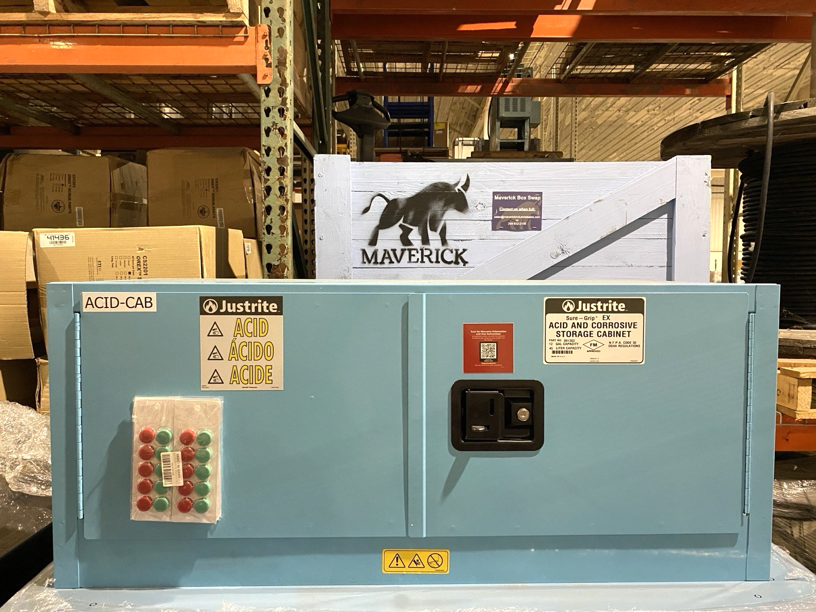 Justrite 891392 Sure-Grip EX Acid and Corrosive Storage Cabinet 12 GAL / 45L - Maverick Industrial Sales
