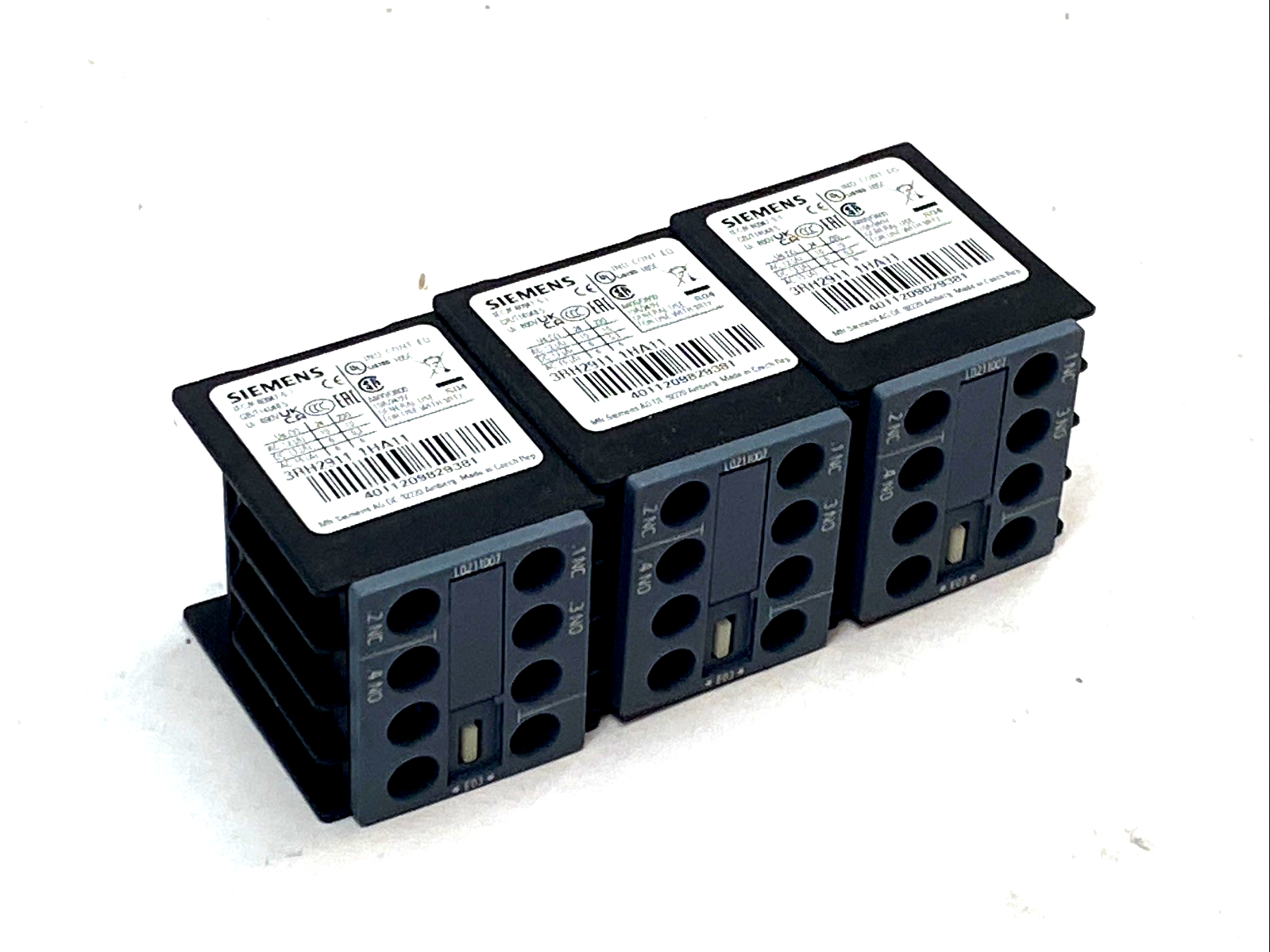 Siemens 3RH2911-1HA11 Front Auxiliary Contact Block LOT OF 3 - Maverick Industrial Sales