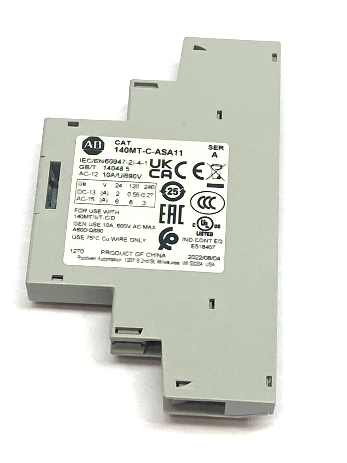 140MT‑C‑ASA11 | Allen-Bradley Side-Mounted Auxiliary Contact - Used - Maverick Industrial Sales