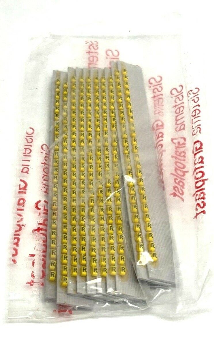 117 | Grafoplast Wire Markers R Black on Yellow 10 Strips 9TFX16 - New - Maverick Industrial Sales