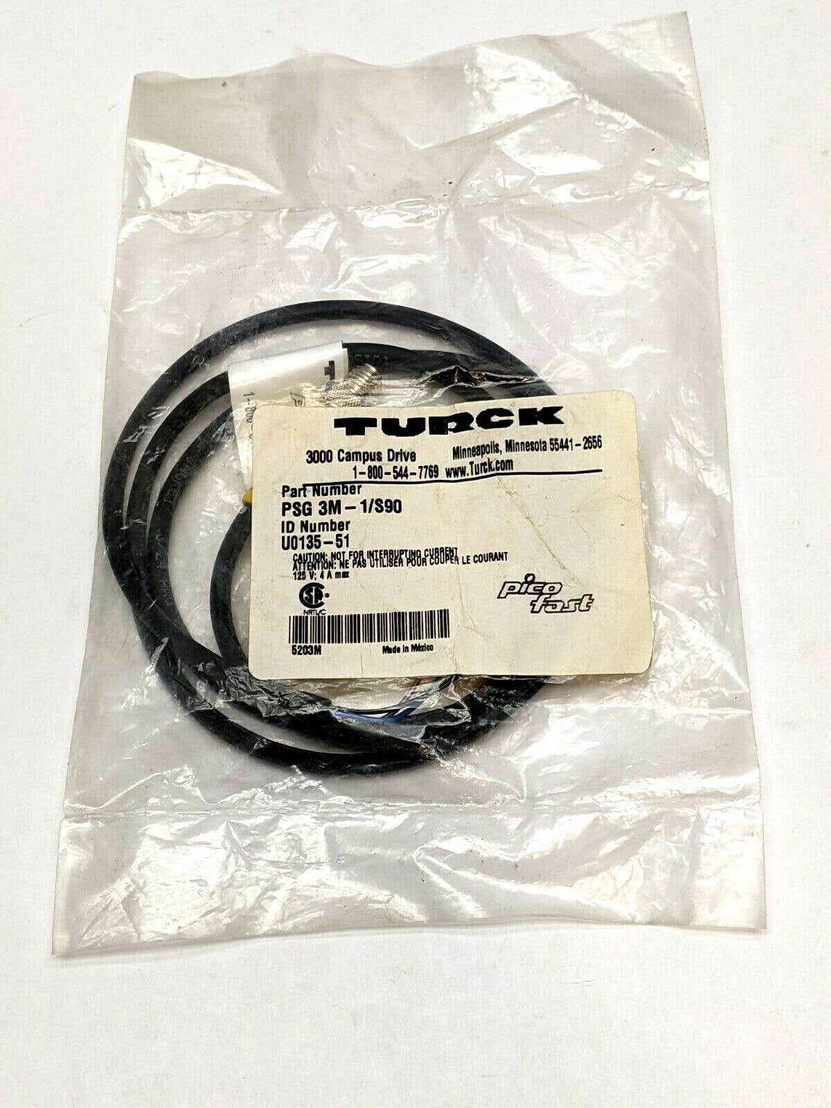 Turck PSG 3M-1/S90 PicoFast Cable Cordset U0135-51 - New - Maverick Industrial Sales