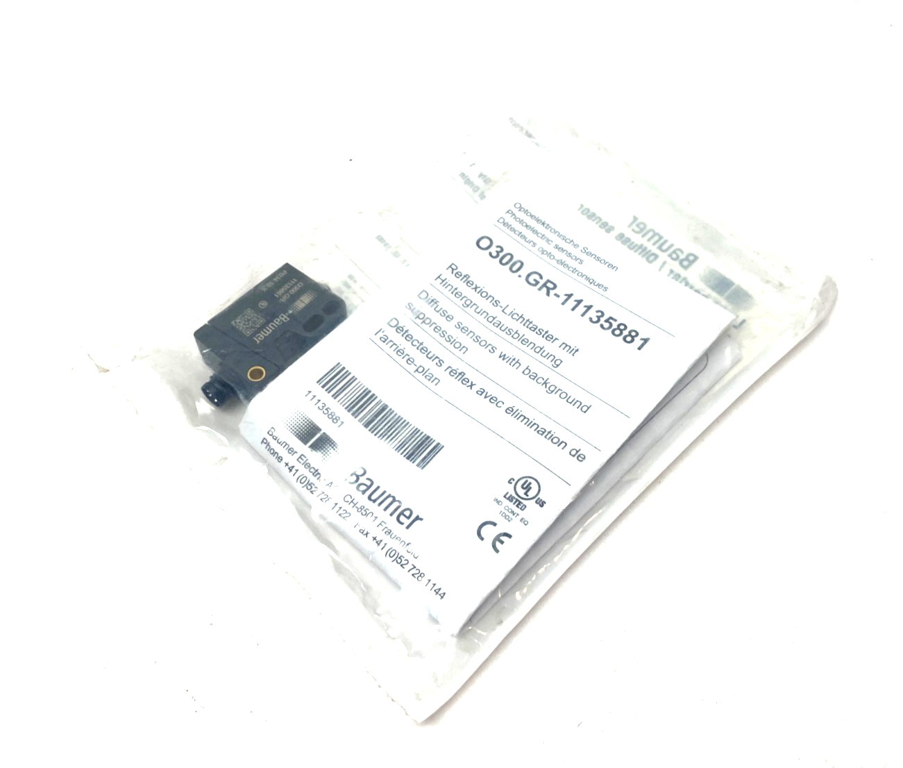 Baumer O300.GR-PV1T.72N Light Barrier/Diffuse Photoelectric Sensor 11135881 - Maverick Industrial Sales