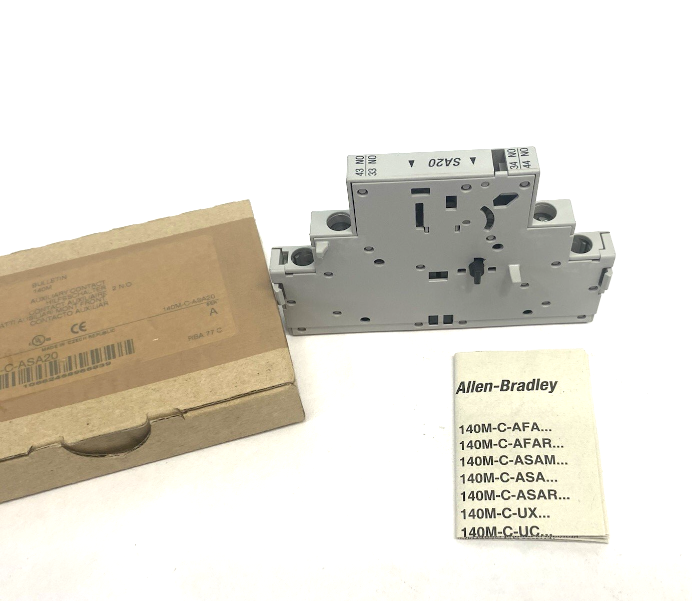 140M-C-ASA20 | Allen Bradley Ser. A Auxiliary Contact, Front Mount, 2 NO- New – Open box - Maverick Industrial Sales