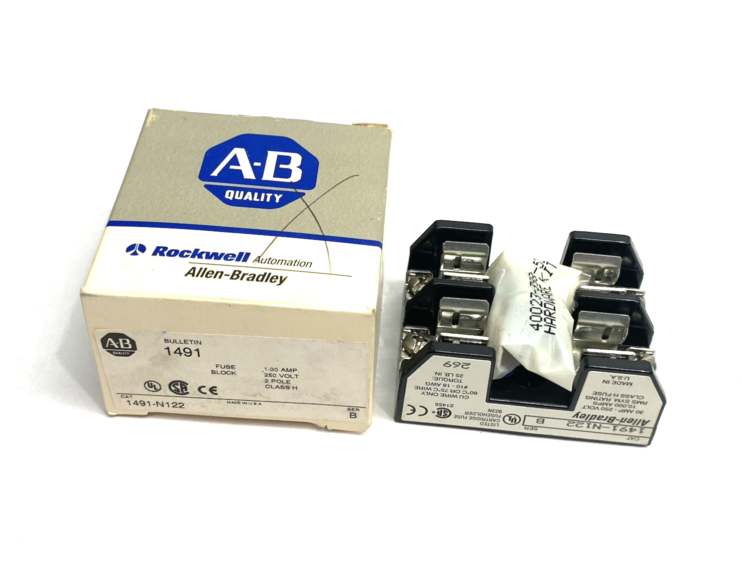1491-N122 | Allen Bradley Ser. B Fuse Block 2-Pole 250V - New Other - Maverick Industrial Sales