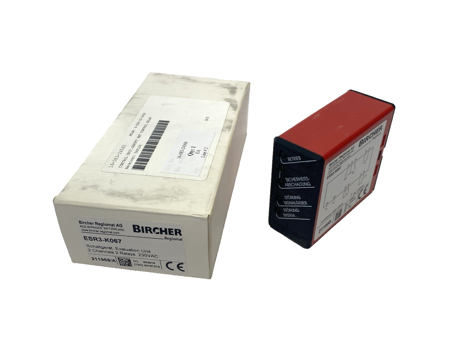 Bircher Reglomat ESR3-K067 Switching Evaluation Unit, 2 Channels 2 Relays 230VAC - New - Maverick Industrial Sales