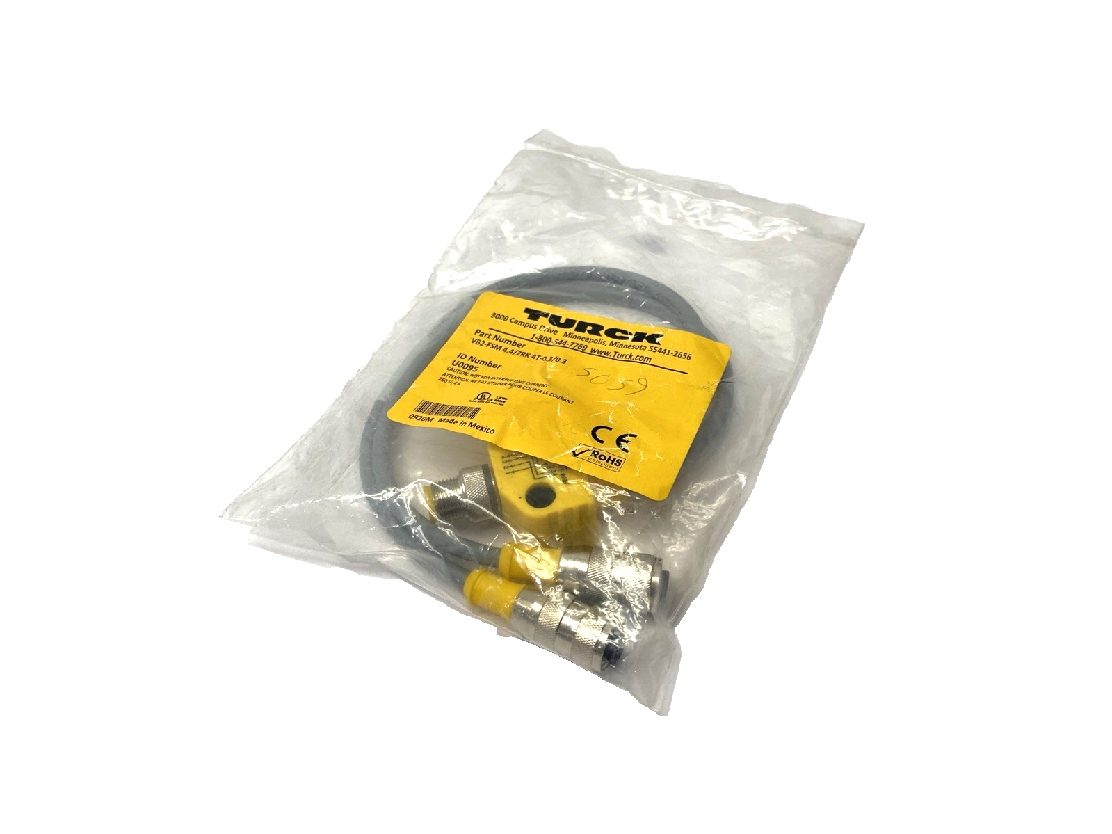 VB2-FSM 4.4/2RK 4T-0.3/0.3, U0095 | Turck VB2-FSM 4.4/2RK 4T-0.3/0.3 2-Branch Daisy Chain M12 4-Pin 0.3m U0095 - New - Maverick Industrial Sales