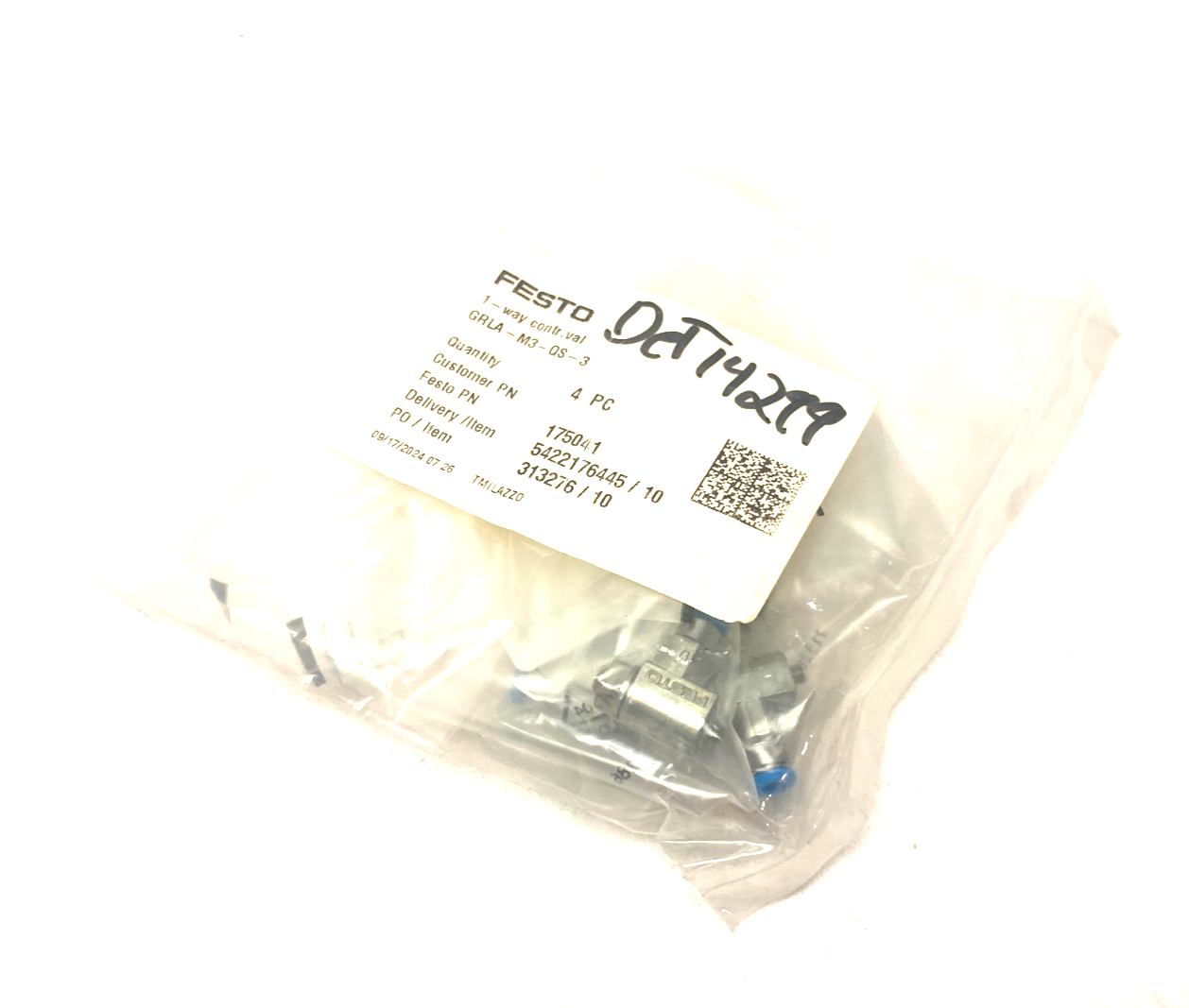 Festo GRLA-M3-QS-3 One-Way Flow Control Valve 175041 PKG OF 4 - New - Maverick Industrial Sales