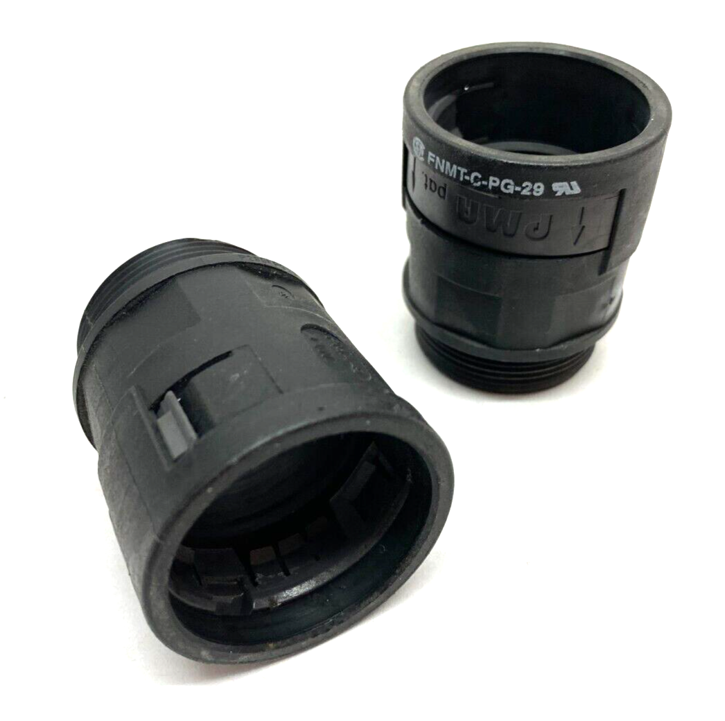 PMA Flex FNMT-C-PG-29 Straight Plastic Conduit Fitting 29mm Black LOT OF 2 - Maverick Industrial Sales