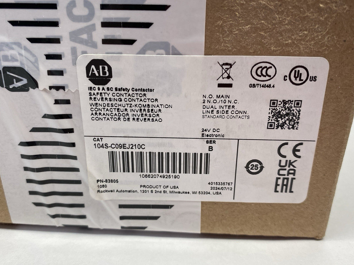 104S-C09EJ210C | Allen Bradley Ser. B IEC 9 A SC Safety Contactor 2 N.O. / 10 N.C - New - Maverick Industrial Sales
