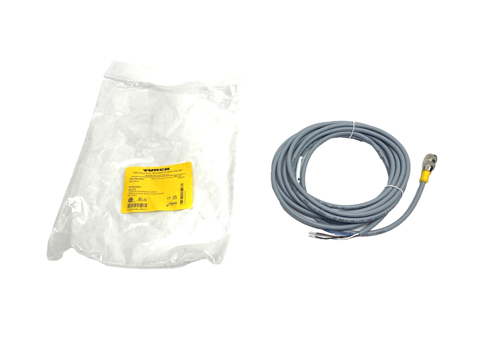 Turck RK 4.4T-4 Cordset M12 Female 4-Pin To Leads 4m U2173 - Maverick Industrial Sales