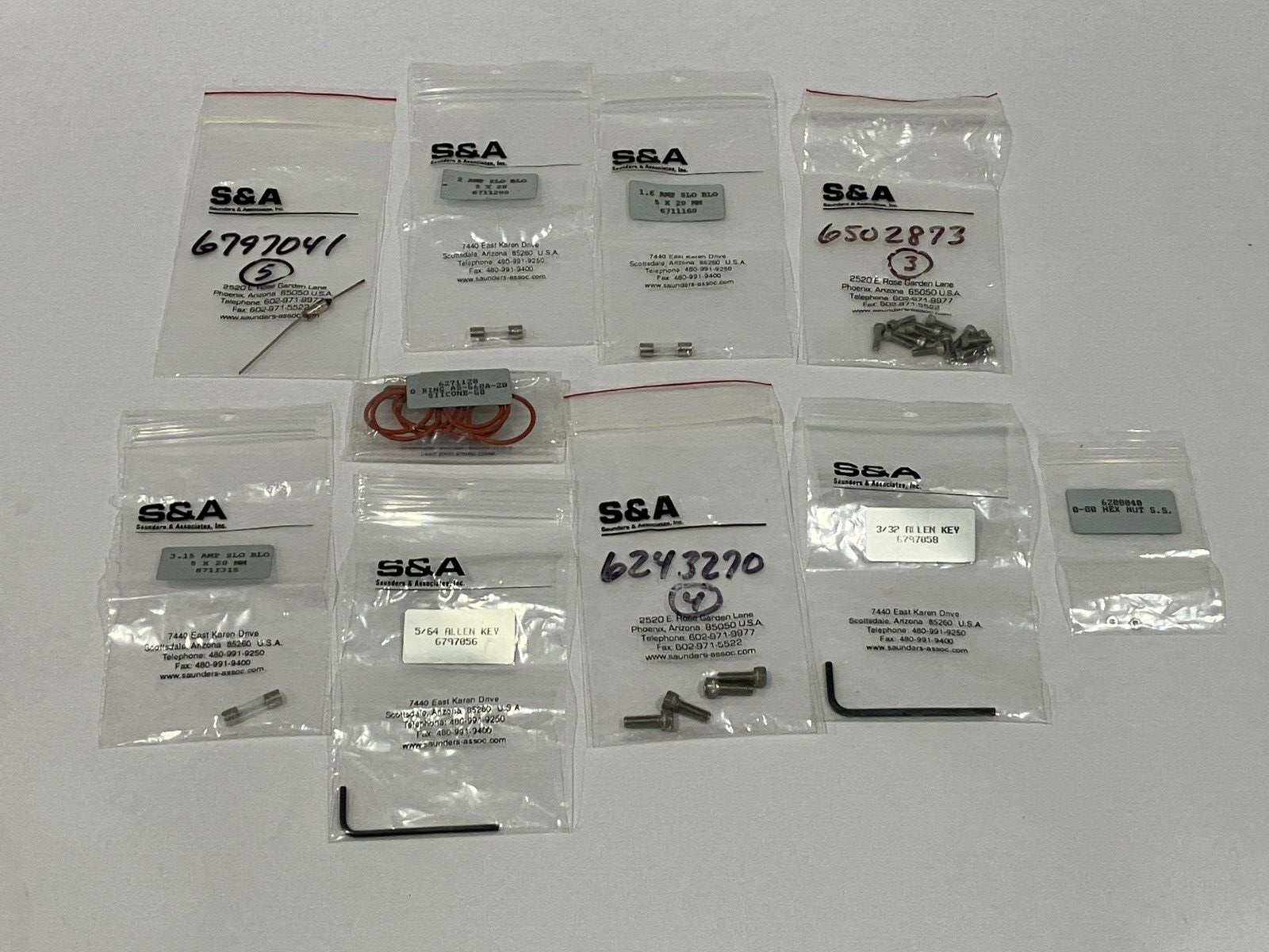 Saunders & Associates Assorted Accessories, O-Rings, Nuts, Bolts, Fuses - Maverick Industrial Sales