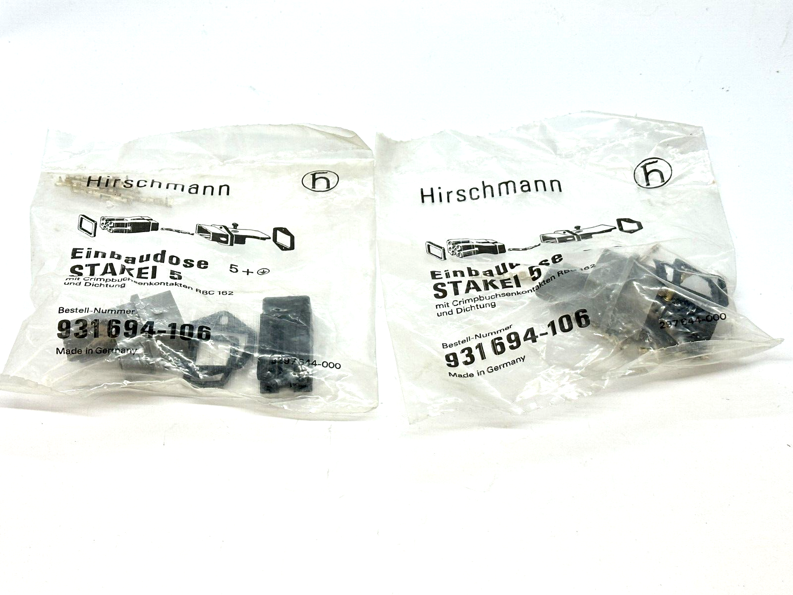 Hirschmann 931694-106 STAKEI 5 Grey Panel Mount Connector LOT OF 2 - Maverick Industrial Sales