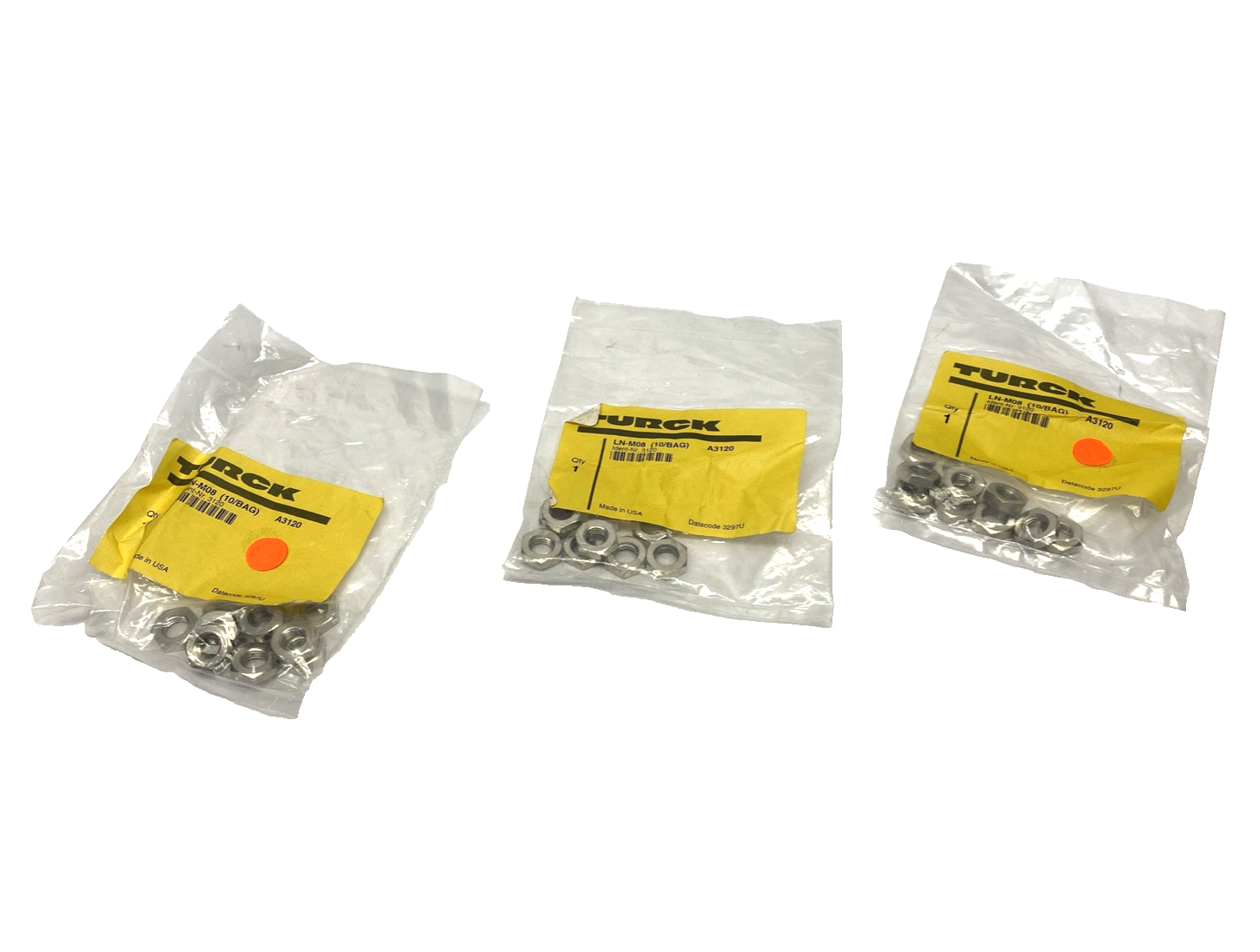 Turck LN-M08 M8 Sensor 8mm Thread Locknuts/Hardware 3120 LOT OF 30 - New - Maverick Industrial Sales