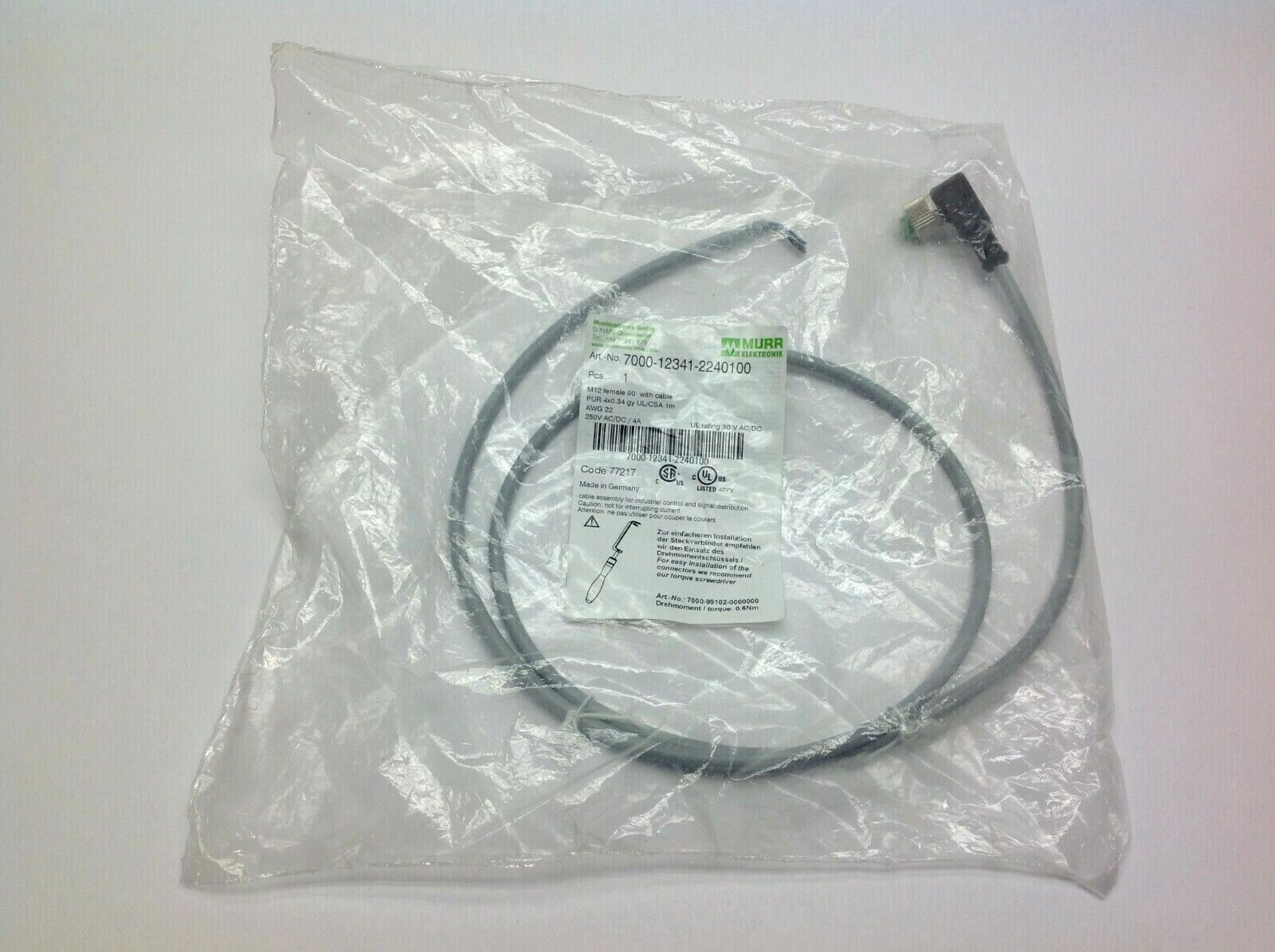 Murr Elektronik 7000-12341-2240100 M12 Female 90 Degree w/ Cable - Maverick Industrial Sales