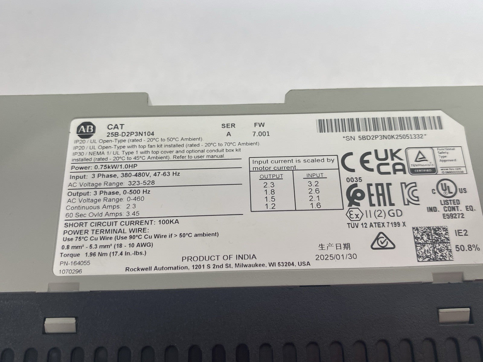 25B-D2P3N104 | Allen Bradley Ser. A PowerFlex 525 AC Drive, EtherNet/IP & Safety- New – Open box - Maverick Industrial Sales