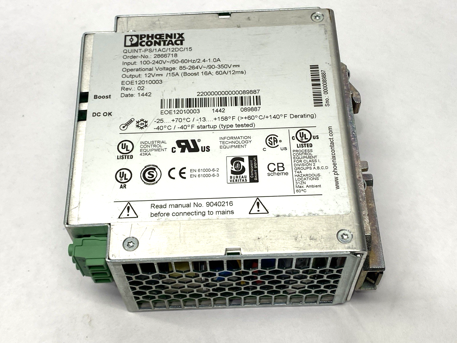 Phoenix Contact QUINT-PS/1AC/12DC/15 Power Supply 2866718 - Maverick Industrial Sales