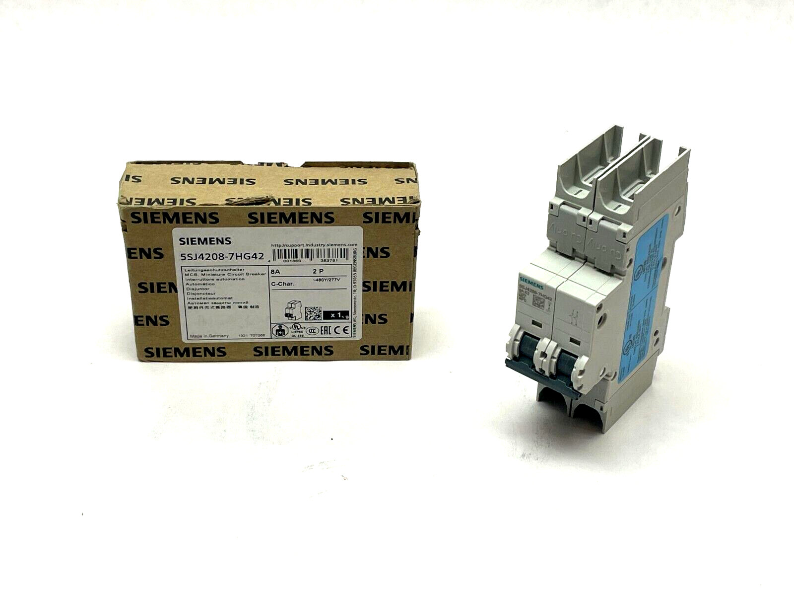 Siemens 5SJ4208-7HG42 Miniature Circuit Breaker 8A 2P - Maverick Industrial Sales