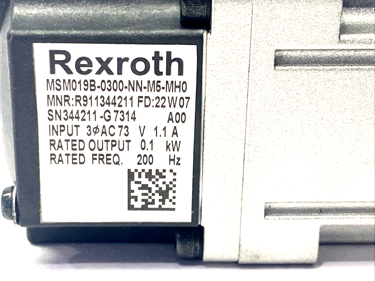 Bosch Rexroth R911344211 Servo Motor 3Ph 0.1 kW MSM019B-0300-NN-M5-MH0 - New – Open box - Maverick Industrial Sales